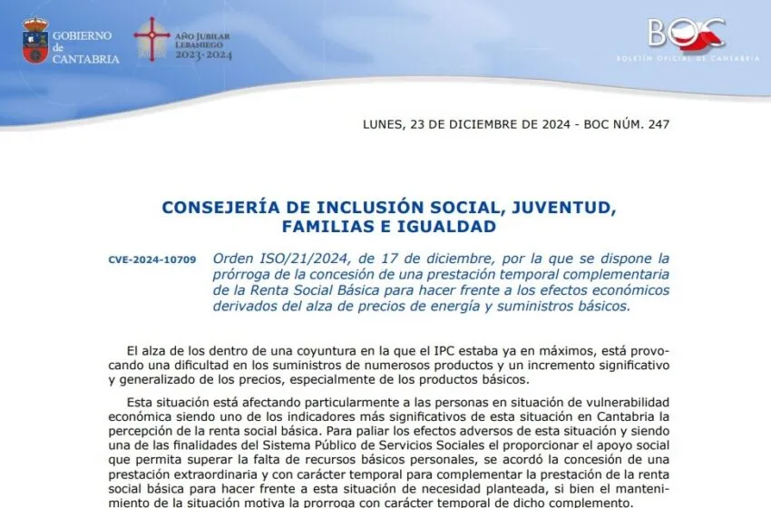  El Gobierno prorroga en 2025 la prestación extraordinaria complementaria de la Renta Social Básica