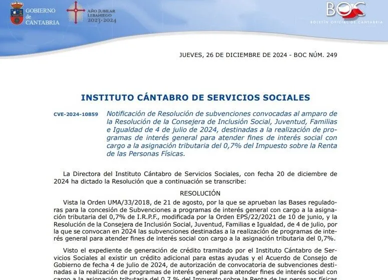  El Gobierno destina casi 5 millones de euros con cargo al 0,7% del IRPF para subvencionar 155 programas de 58 entidades sociales