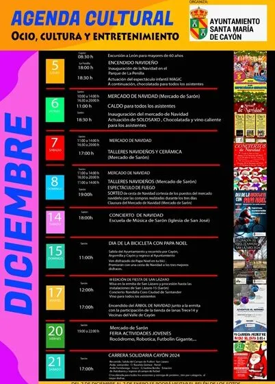  Agenda Cultural de diciembre en Santa María de Cayón: Ocio, Cultura y Entretenimiento para todos