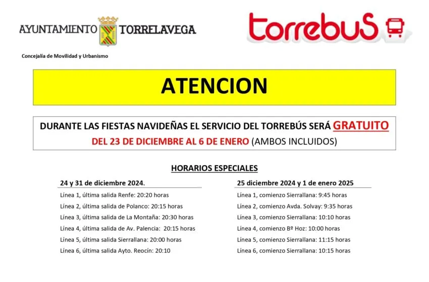  El Torrebus será gratuito del 23 de diciembre al 6 de enero
