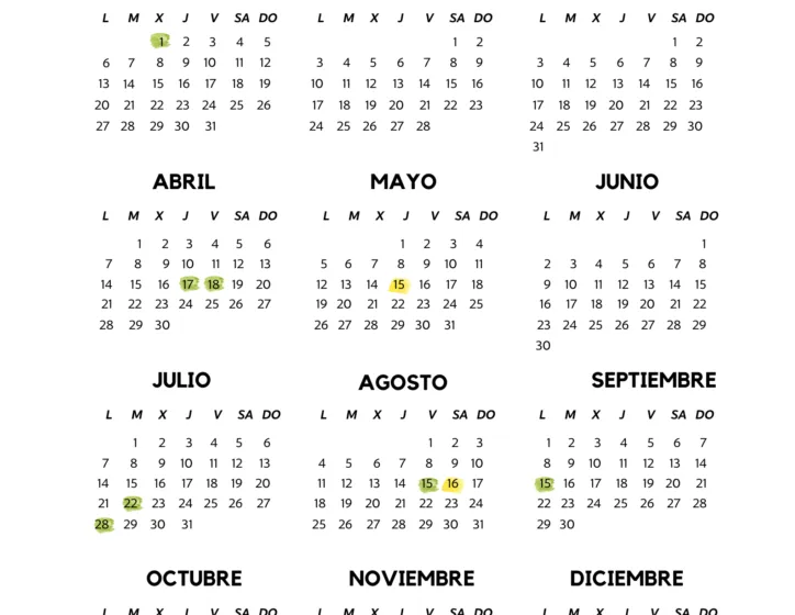 Calendario de festivos 2025