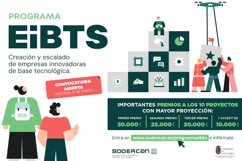  SODERCAN amplía hasta el 21 de enero el plazo para optar al programa de creación de empresas de base tecnológica