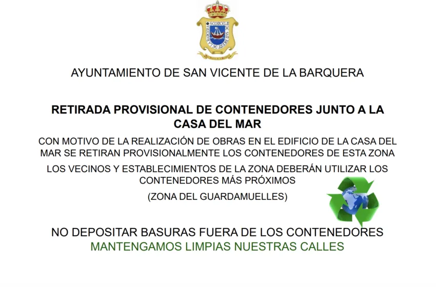  RETIRADA PROVISIONAL DE CONTENEDORES JUNTO A LA CASA DEL MAR