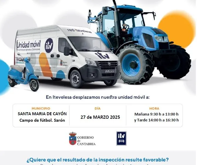 INSPECCIÓN TECNICA DE VEHÍCULOS AGRICOLAS Y CICLOMOTORES DE DOS RUEDAS en Sarón, el 27 de MARZO