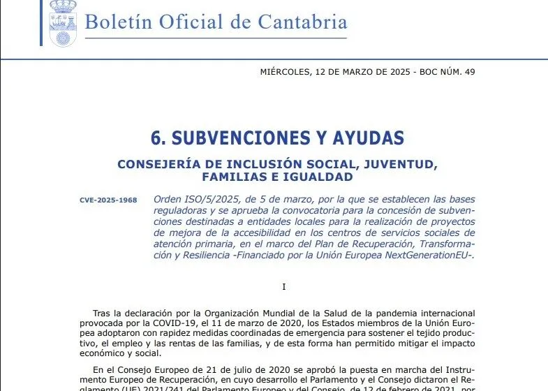 Noticias de Cantabria | El Cántabro | Inclusión Social destina casi un millón de euros en ayudas a las entidades locales para mejorar la accesibilidad en los centros de Servicios Sociales de Atención Primaria
