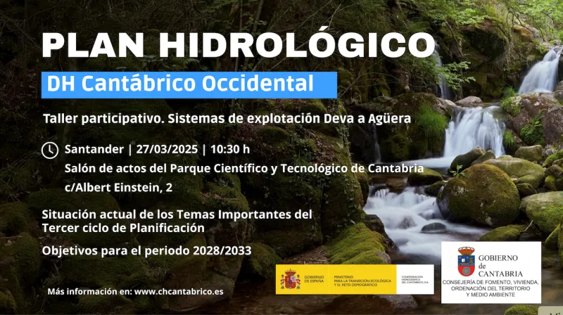 La Confederación Hidrográfica del Cantábrico convoca un taller participativo para el nuevo Plan Hidrológico 2028-2033