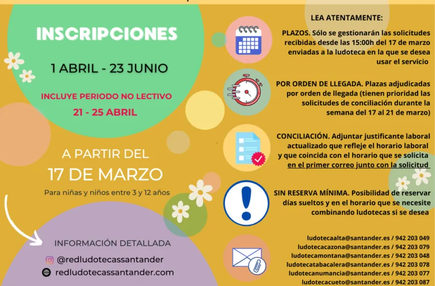 Noticias de Cantabria | El Cántabro | Abierta la inscripción para las actividades del segundo trimestre de las ludotecas