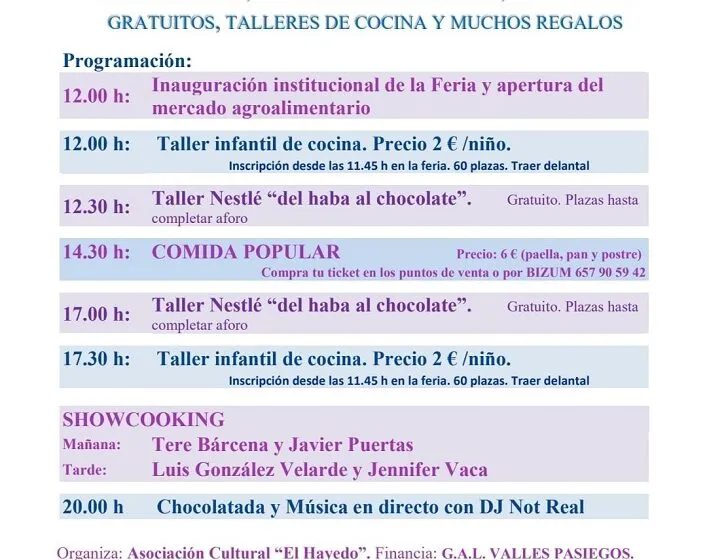  III Feria del Chocolate el próximo jueves 1 de mayo en la Pista Polideportiva de La Penilla