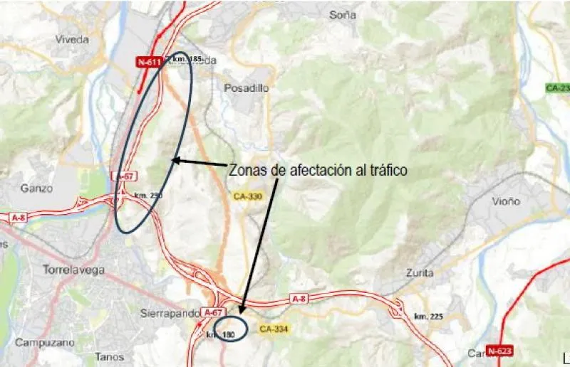  Transportes pone en servicio parte del nuevo trazado de la A-67 en el nudo de Torrelavega