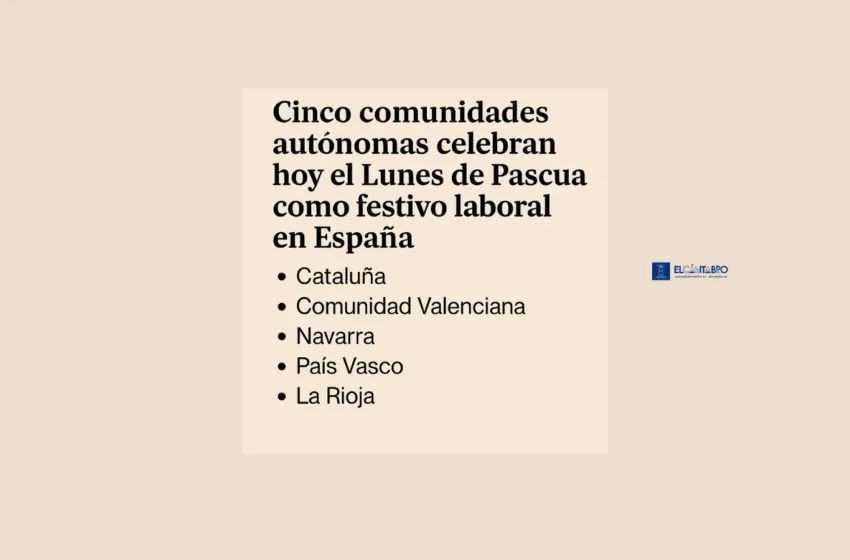 Lunes de Pascua: festivo laboral en cinco comunidades y día no lectivo en varias regiones de España