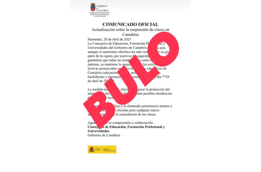  Educación en Cantabria desmiente el bulo sobre la suspensión de clases