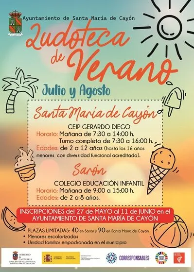  Abierto el plazo de inscripción de las Ludotecas de Verano de Cayón y Sarón