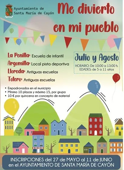  Se abre el plazo de inscripciones para los talleres infantiles «Me divierto en mi pueblo»