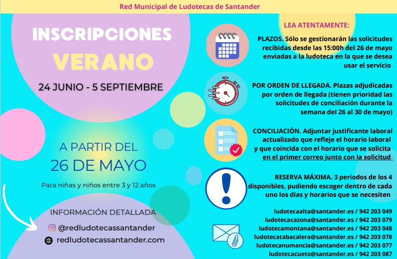 Noticias de Cantabria | El Cántabro | El plazo de inscripción para las actividades de verano de las ludotecas se abre el día 26