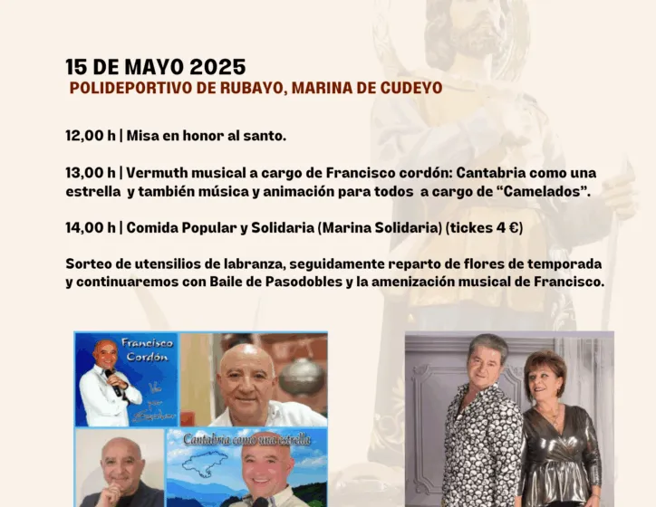 Fiestas de San Isidro 2025 – Marina de Cudeyo15 y 17 de mayo – Rubayo