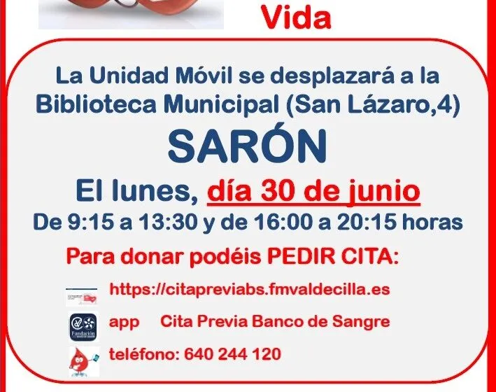  #Donasangrecompartevida este lunes 30 de junio en Sarón