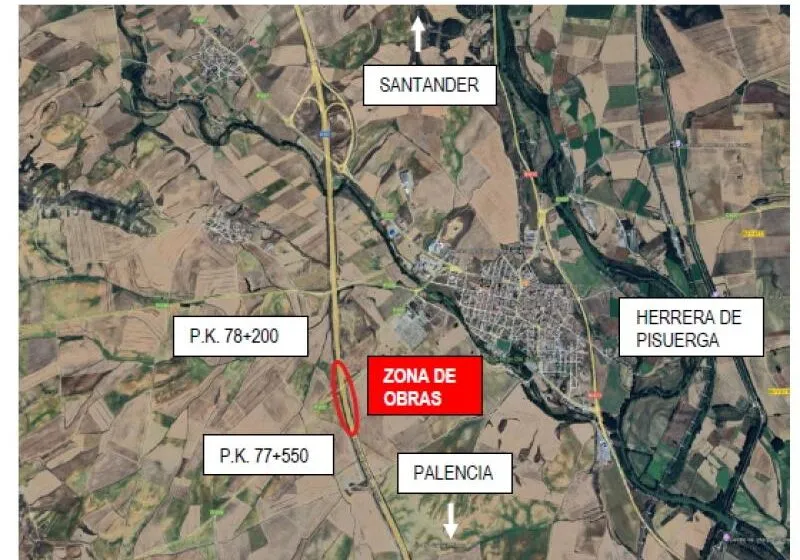  Transportes inicia el montaje de una plataforma sobre la A-67 en las obras de la línea de alta velocidad Palencia–Aguilar de Campoo
