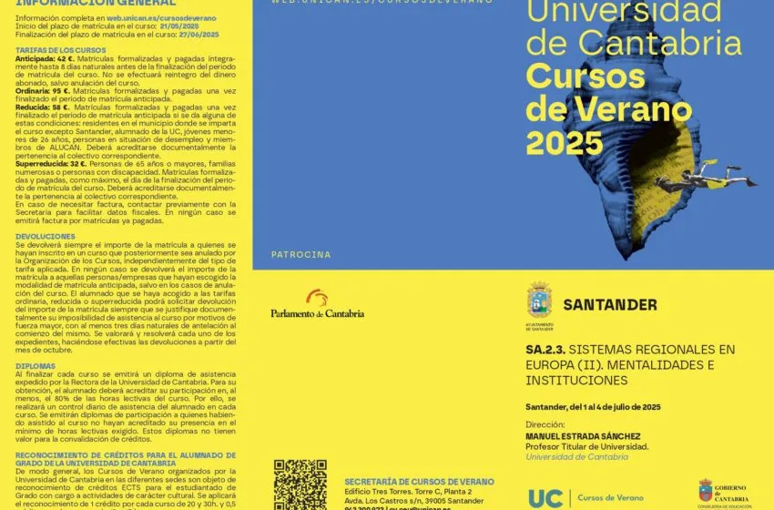 Las regiones, protagonistas de Europa: el Parlamento de Cantabria acoge un curso clave de la UC sobre regionalismo