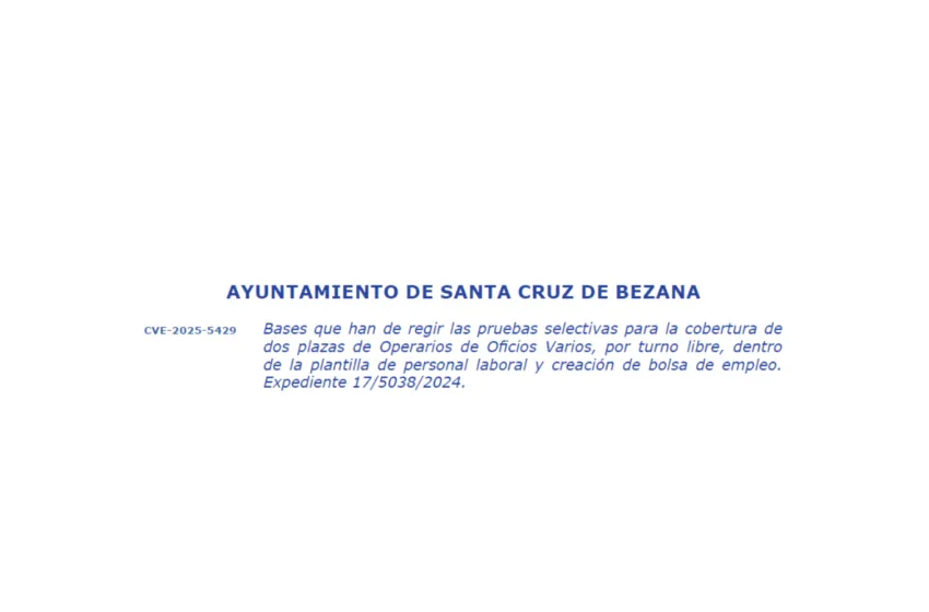 Noticias de Cantabria | El Cántabro | Santa Cruz de Bezana convoca dos plazas de operario de oficios varios y crea una bolsa de empleo
