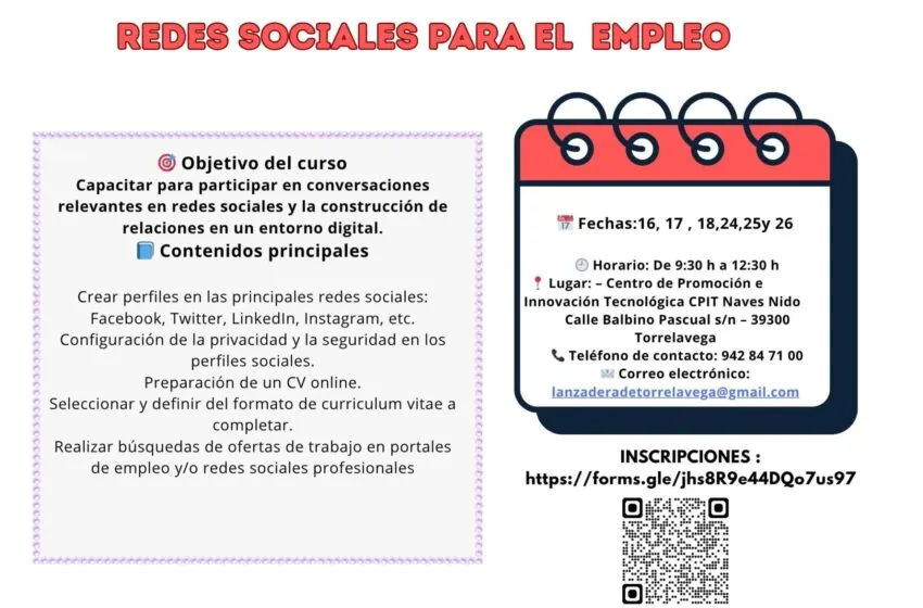  Torrelavega impulsa la empleabilidad digital con un curso gratuito sobre redes sociales