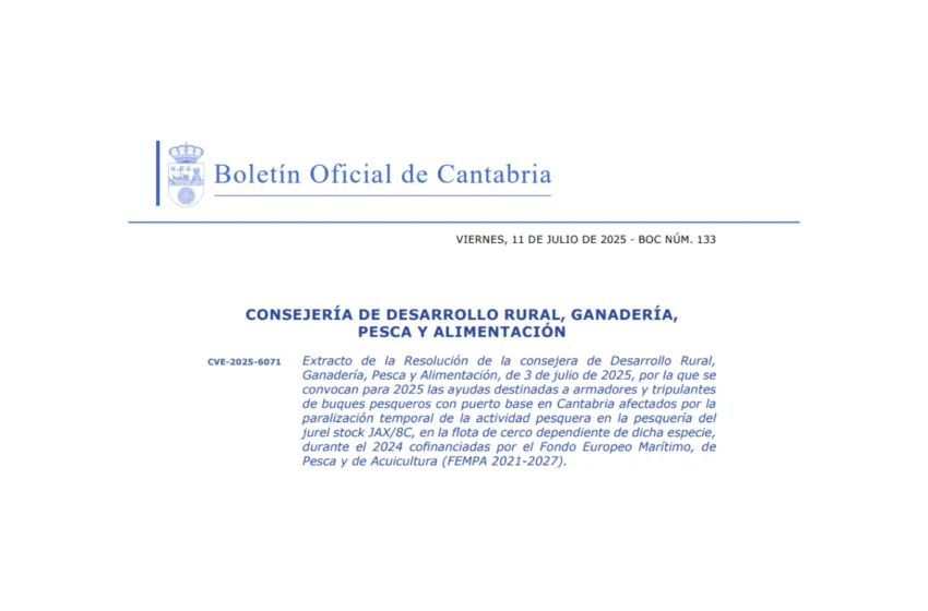 Noticias de Cantabria | El Cántabro | Desarrollo Rural destina 200.000 euros para ayudas al sector pesquero afectado por la parada biológica del jurel