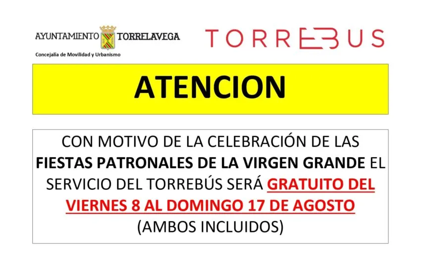 El Torrebus será gratuito durante las Fiestas de la Virgen Grande 2025