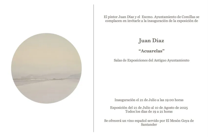  El reconocido acuarelista Juan Díaz inaugura exposición en Comillas el próximo 21 de julio 