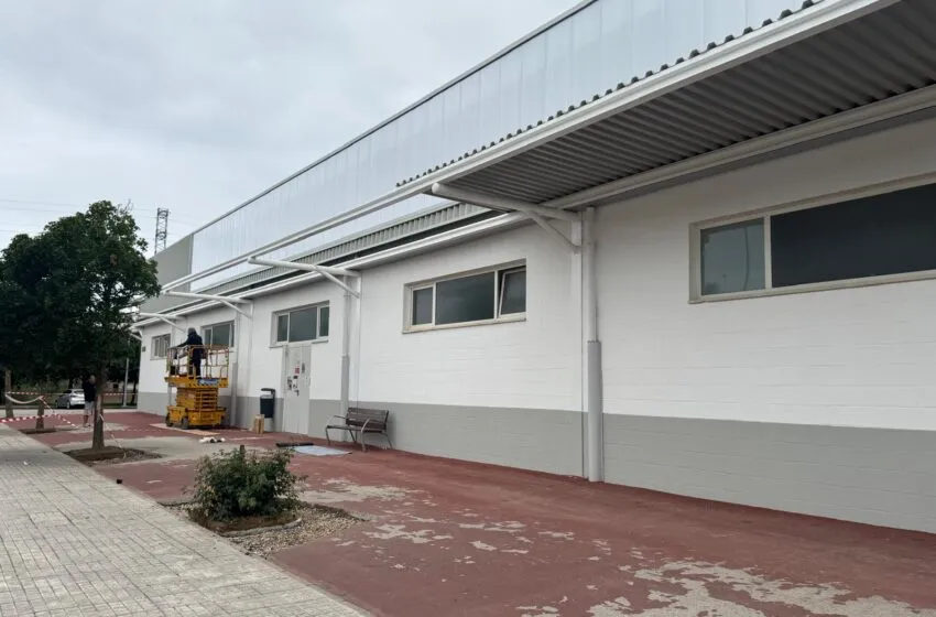 La renovación de la fachada del polideportivo Ángel Pelayo entra en su recta final