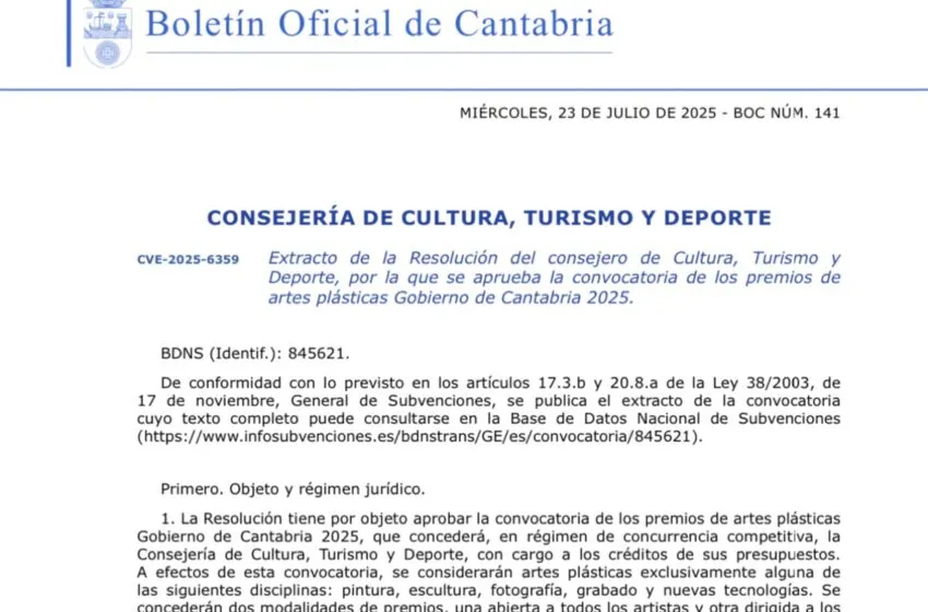 Cultura convoca los Premios de Artes Plásticas 2025