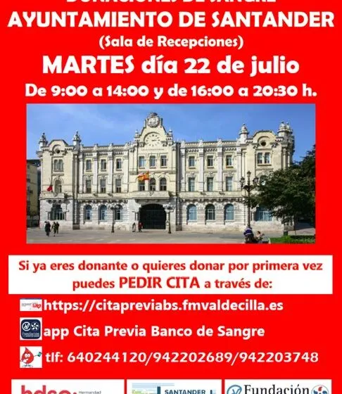 Noticias de Cantabria | El Cántabro | El Ayuntamiento acoge el martes 22 un punto de donación de sangre