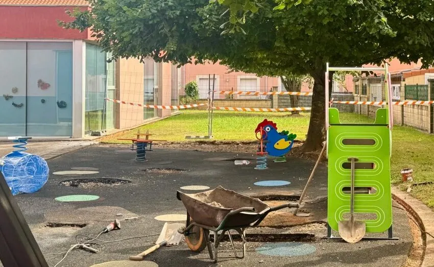 Arrancan las obras de renovación del parque infantil del Colegio Ramón y Cajal