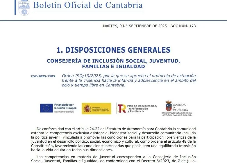 Noticias de Cantabria | El Cántabro | Cantabria impulsa la prevención frente a cualquier tipo de violencia contra menores en el ámbito del ocio y tiempo libre