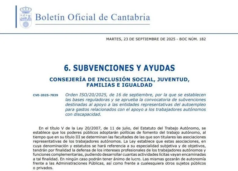 Noticias de Cantabria | El Cántabro | Inclusión Social destina 30.000 euros para apoyar a las entidades representativas del autoempleo que promuevan el trabajo autónomo de las personas con discapacidad