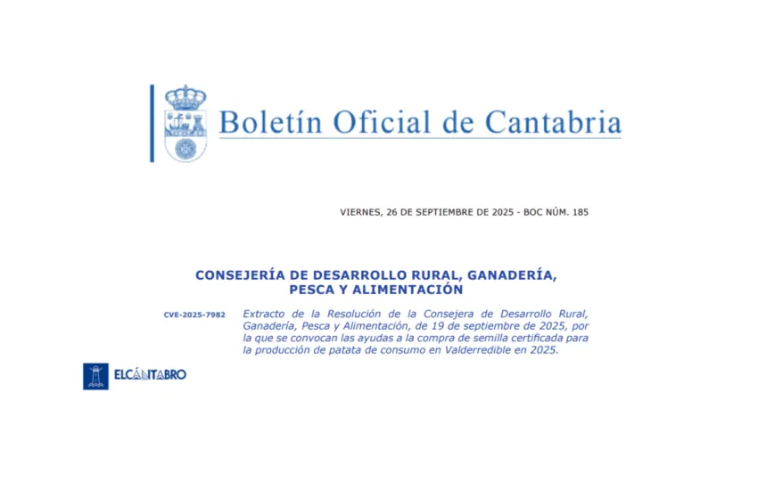 Noticias de Cantabria | El Cántabro | Desarrollo Rural convoca las ayudas destinadas a la compra de semilla certificada para producir patata de Valderredible