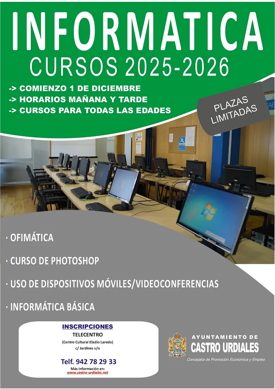 Castro-Urdiales abre la inscripción para los nuevos cursos de informática del Telecentro Eladio Laredo