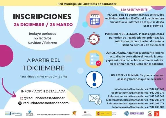 Noticias de Cantabria | El Cántabro | La inscripción para las actividades del primer trimestre de las ludotecas se abre este lunes