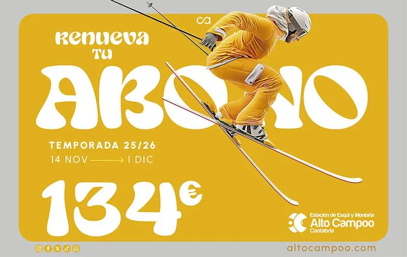 Alto Campoo lanza del 14 de noviembre al 1 de diciembre la campaña de renovación del forfait anual por 134 euros
