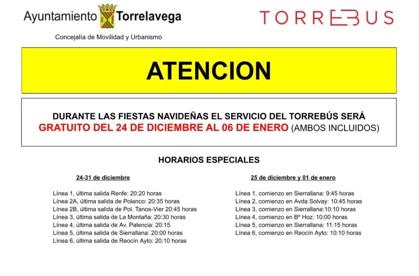 Noticias de Cantabria | El Cántabro | El Torrebus será gratuito del 24 de diciembre al 6 de enero