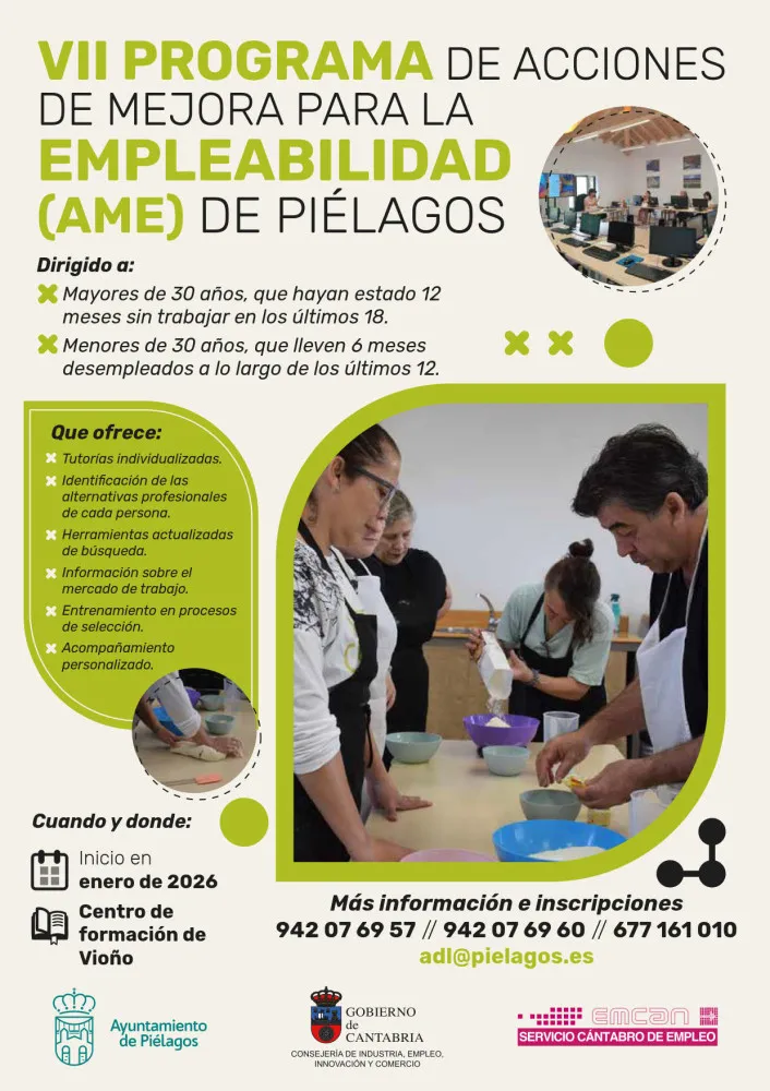 Piélagos activa un programa gratuito de orientación laboral y formación para personas desempleadas