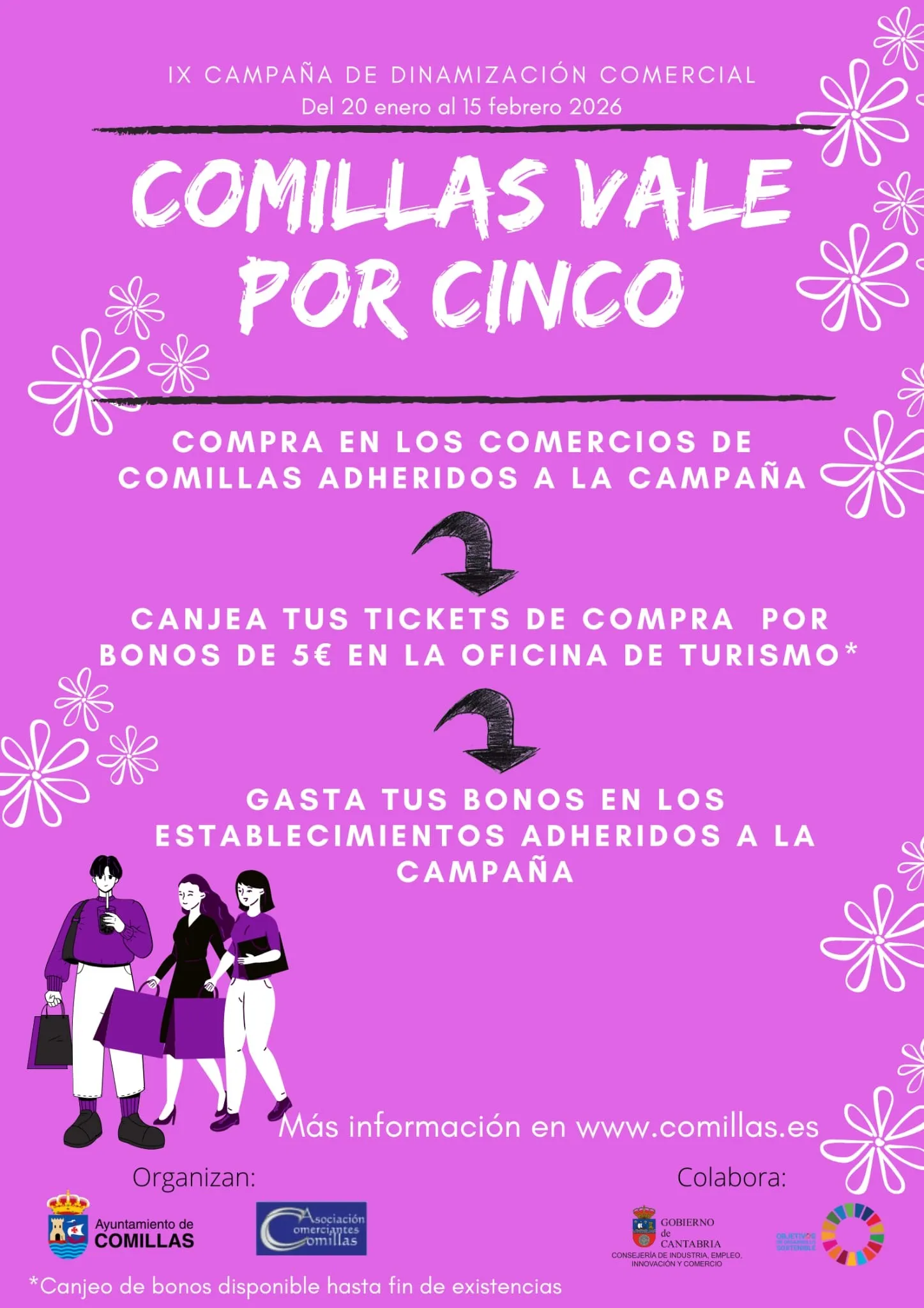 La novena edición de la campaña de dinamización comercial ‘Comillas Vale por Cinco’ arranca este 20 de enero