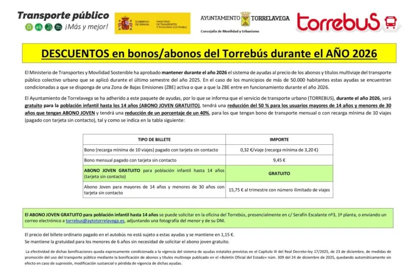 Noticias de Cantabria | El Cántabro | Torrelavega mantiene en 2026 las bonificaciones del Torrebus
