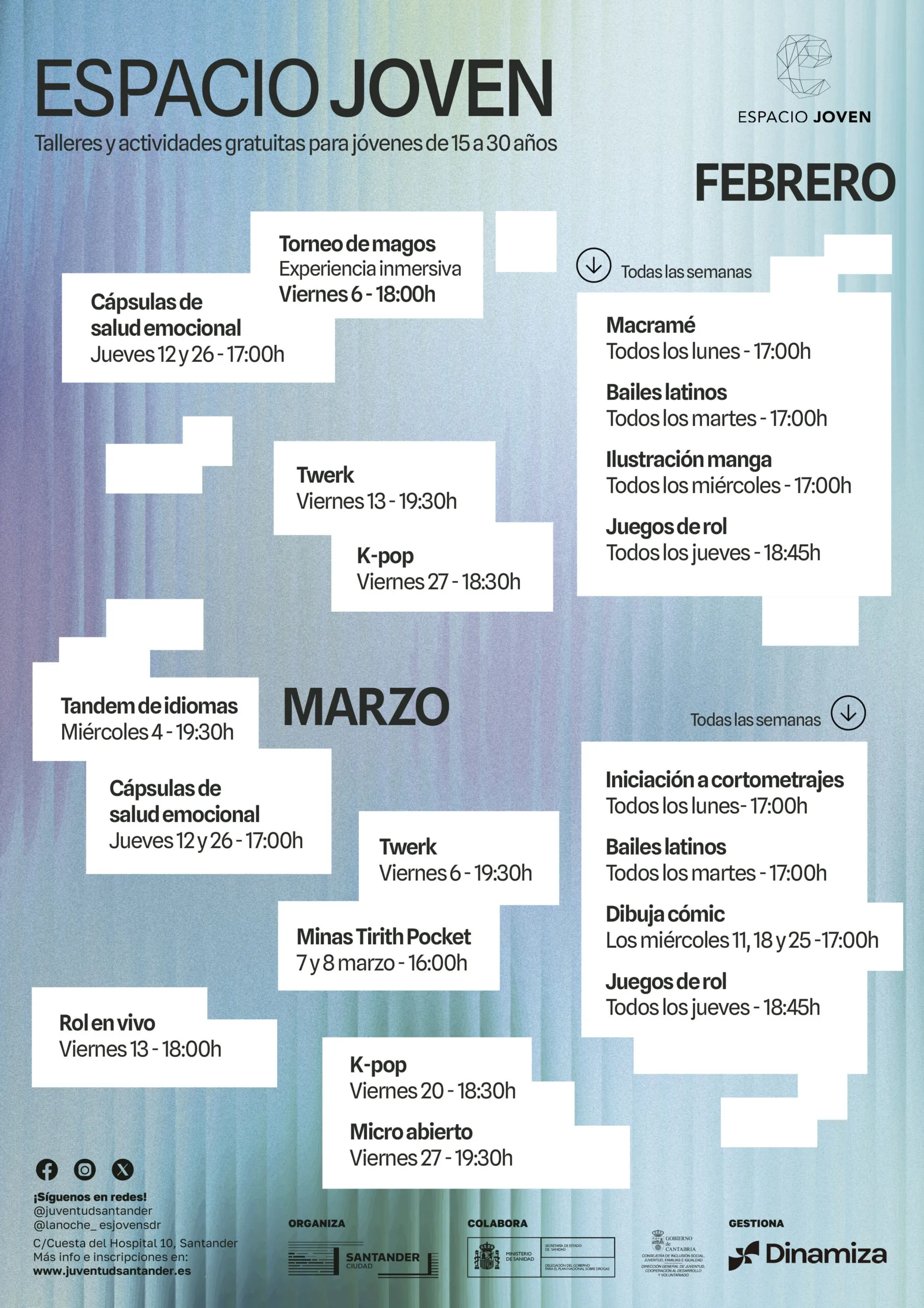 El nuevo ciclo de actividades de Espacio Joven arranca esta semana