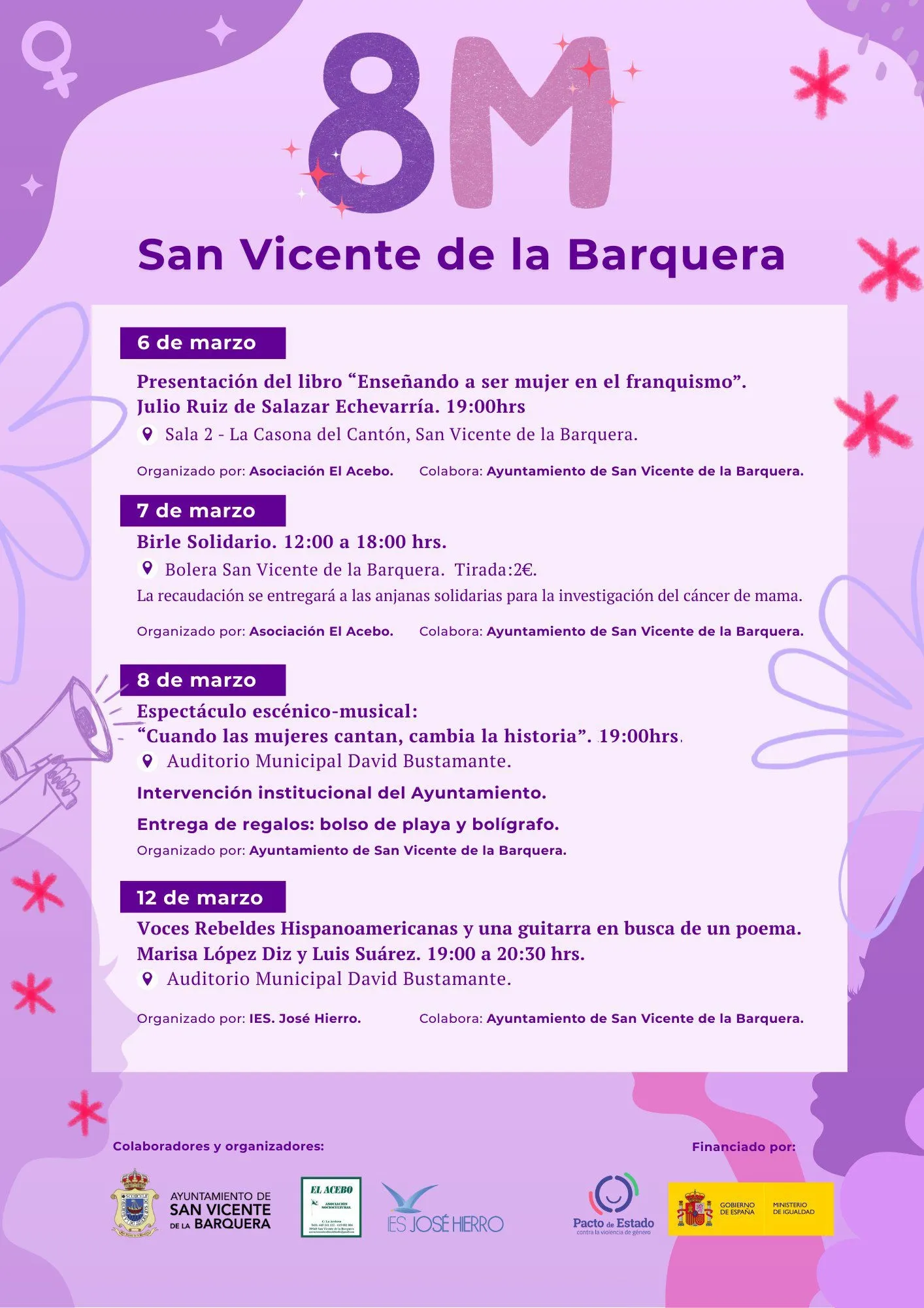Intenso programa de actividades para celebrar el 8M en San Vicente de ...