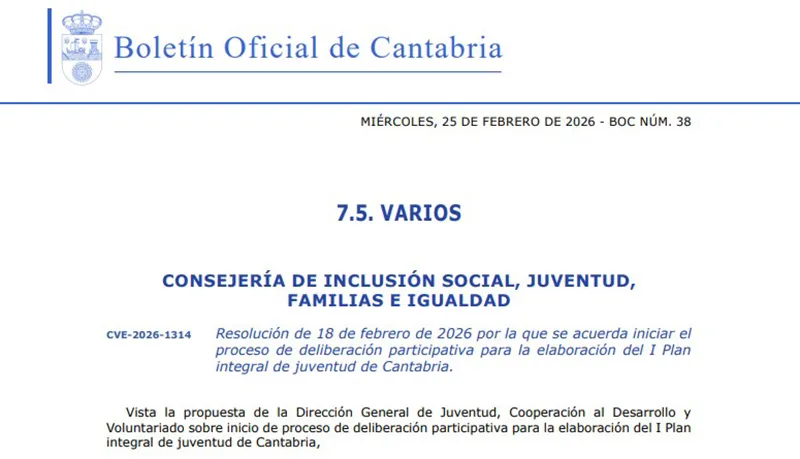 El Gobierno inicia el proceso de deliberación participativa para la elaboración del I Plan Integral de Juventud de Cantabria