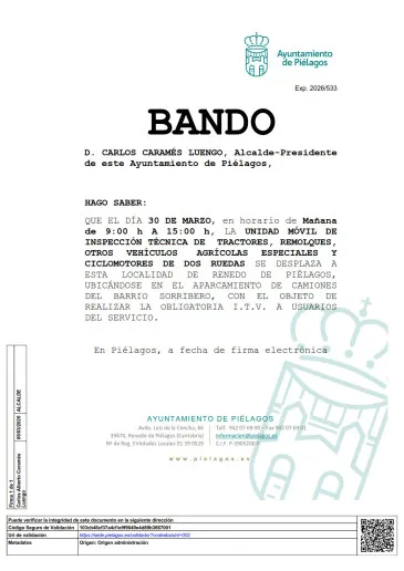 Una unidad móvil realizará el lunes, 30 de marzo, en Renedo, la inspección técnica de vehículos agrícolas y ciclomotores
