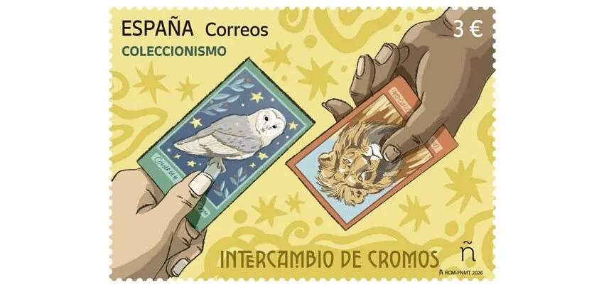 Correos lanza un sello que revive la fiebre de los cromos y el arte de intercambiar