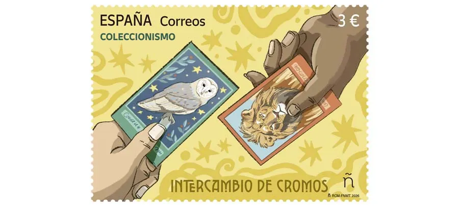 Correos lanza un sello que revive la fiebre de los cromos y el arte de intercambiar