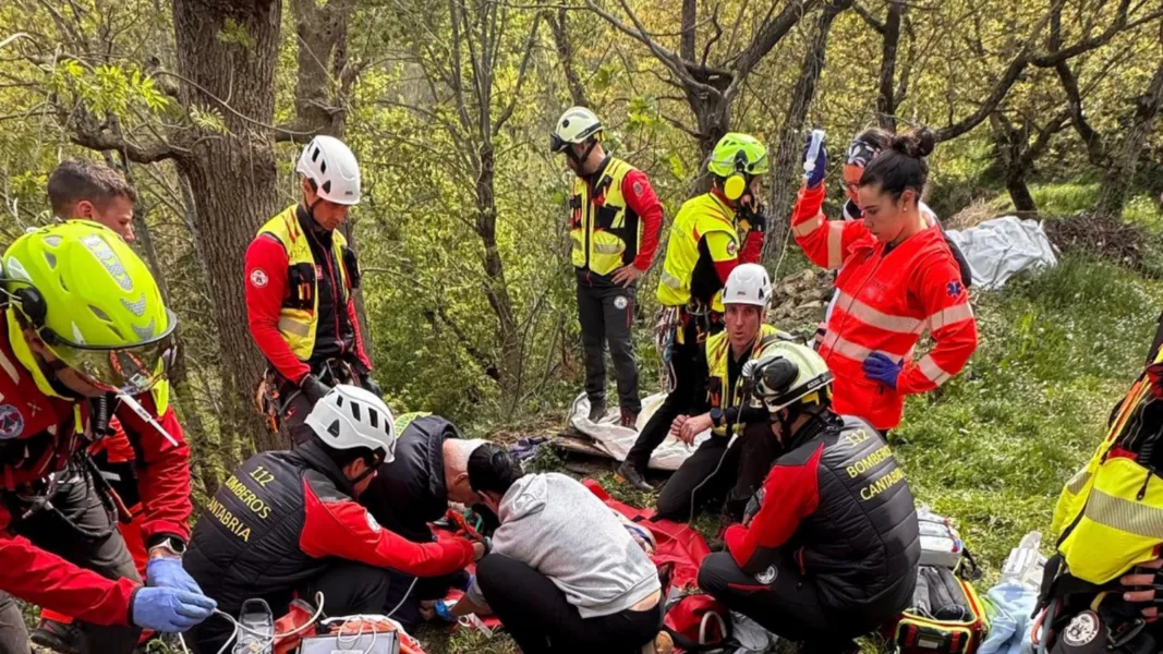 Noticias de Cantabria | El Cántabro | Grave accidente en Liébana: evacúan en helicóptero a un hombre herido mientras talaba un árbol en Ledantes