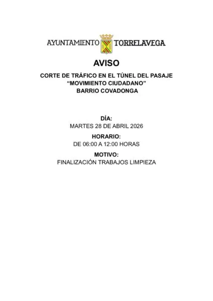 Noticias de Cantabria | El Cántabro | Corte de tráfico en el túnel del pasaje “Movimiento Ciudadano” para finalizar los trabajos de limpieza