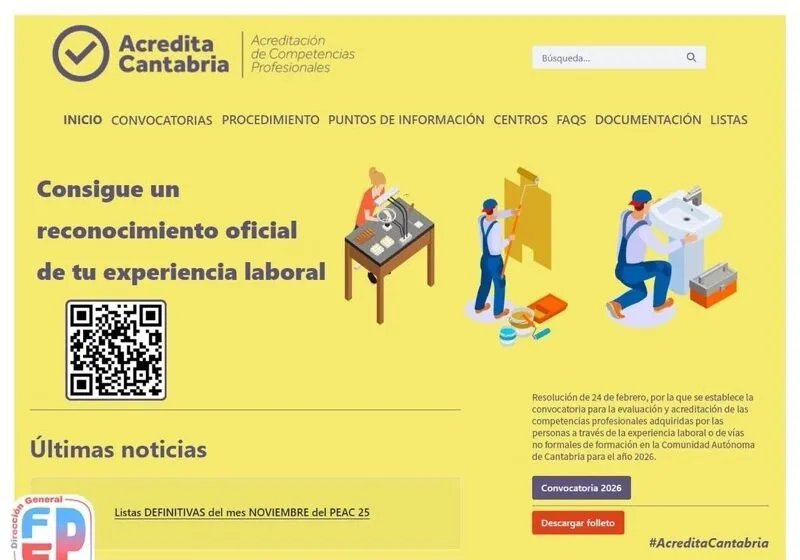  Abierta la convocatoria para solicitar la acreditación de competencias profesionales a través de la experiencia laboral o vías no formales de formación